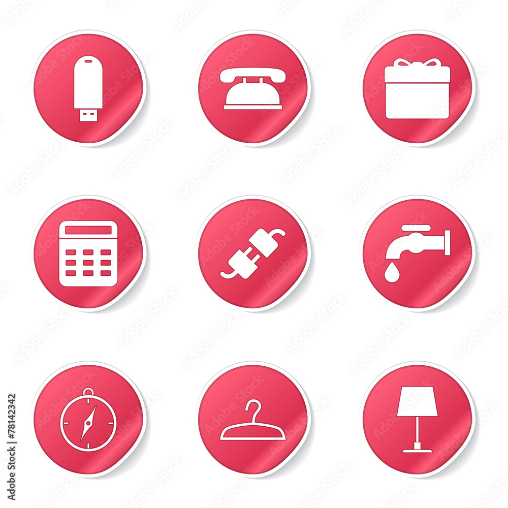 House Equipments Pink Vector Button Icon Design Set House Equipments Pink Vector Button Icon Design Set