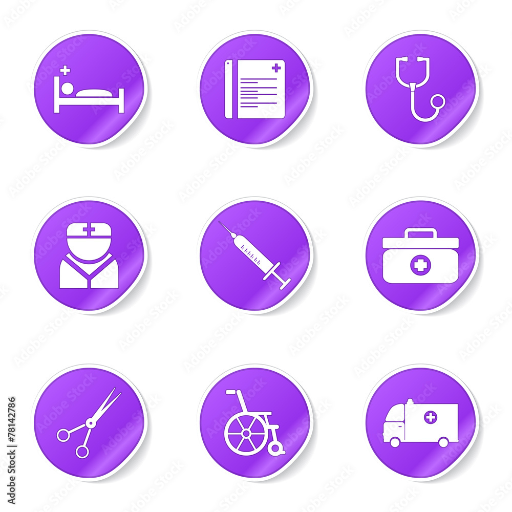 Hospital Health Violet Vector Button Icon Design Set
