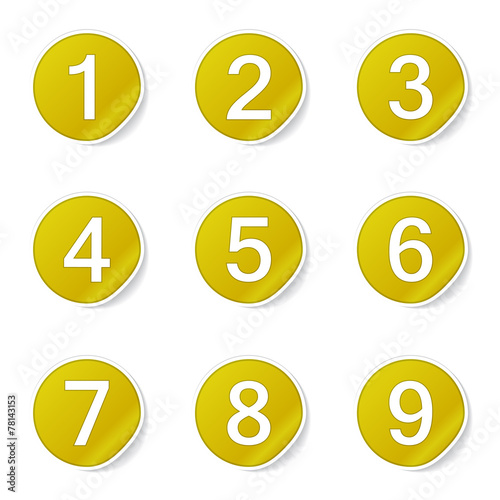 Numbers Counting Yellow Vector Button Icon Design Set © rizwanali3d