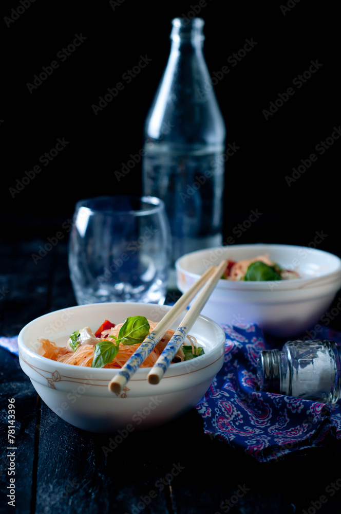 Chinese asian noodles stir fry with vegetables Chinese asian noodles stir fry with vegetables