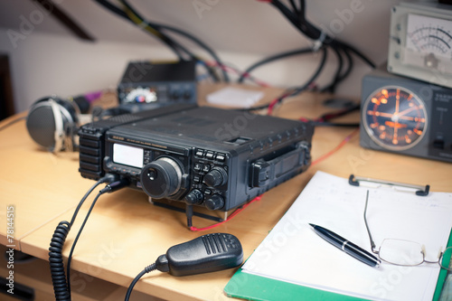 Amateur radio station: closeup of an a radio transciever
