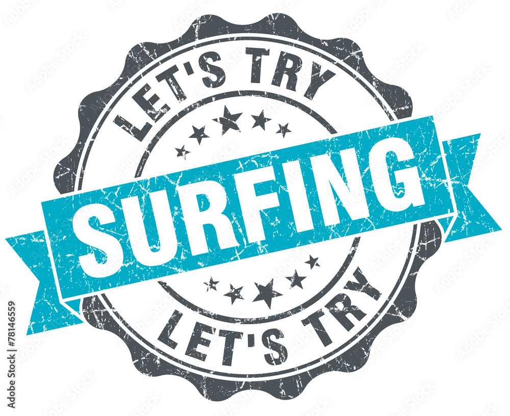 Obraz premium surfing vintage turquoise seal isolated on white
