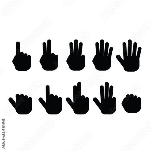 Set of fingers showing numbers