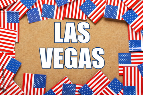 Photography The title Las Vegas with a border of USA Flags