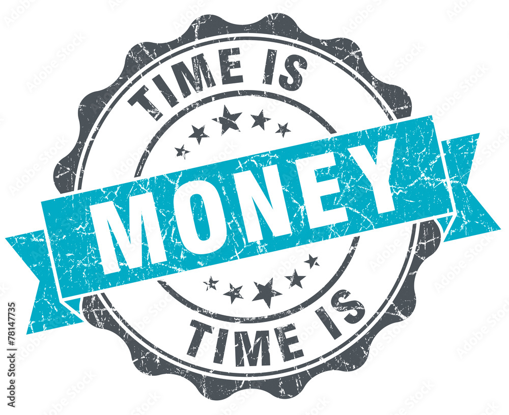 Obraz premium time is money vintage turquoise seal isolated on white