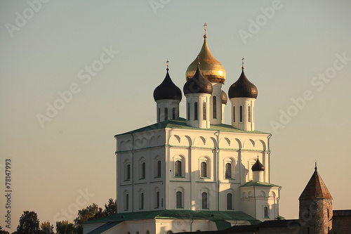 Orthodox monastery church domes of the Kremlin Fortress