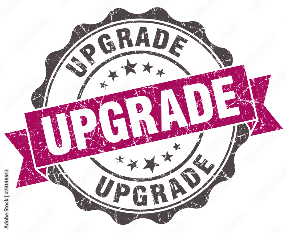 Fototapeta premium upgrade grunge violet seal isolated on white