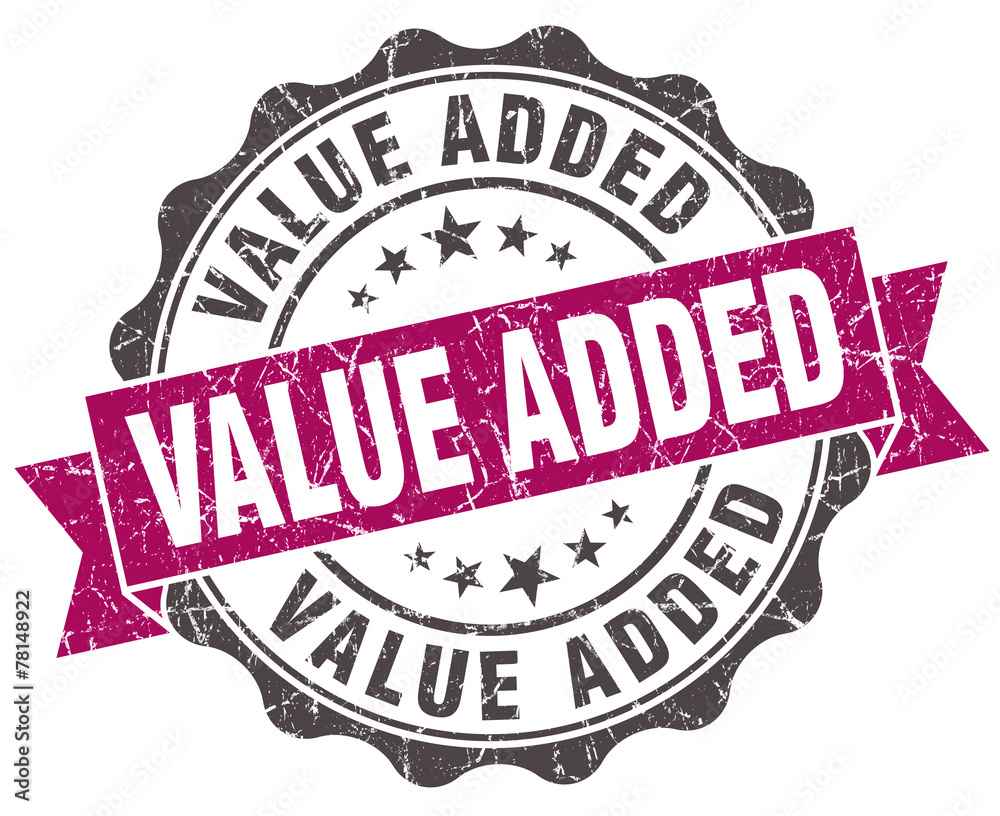 Fototapeta premium value added grunge violet seal isolated on white