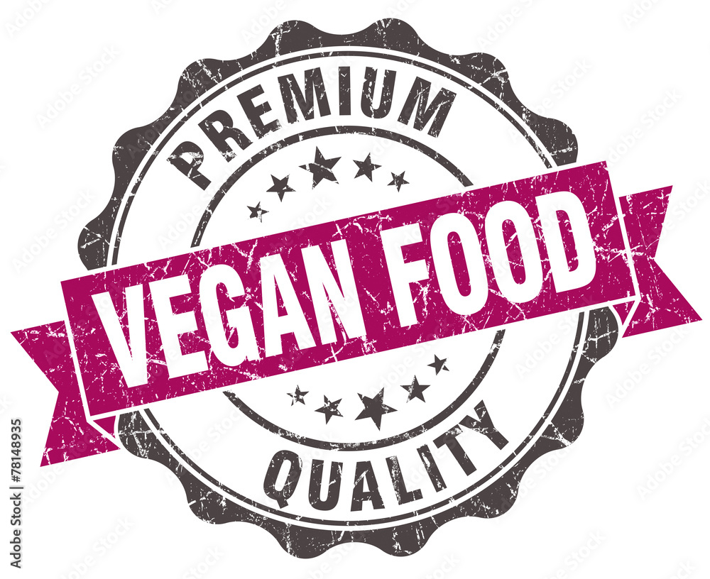 Obraz premium vegan food grunge violet seal isolated on white
