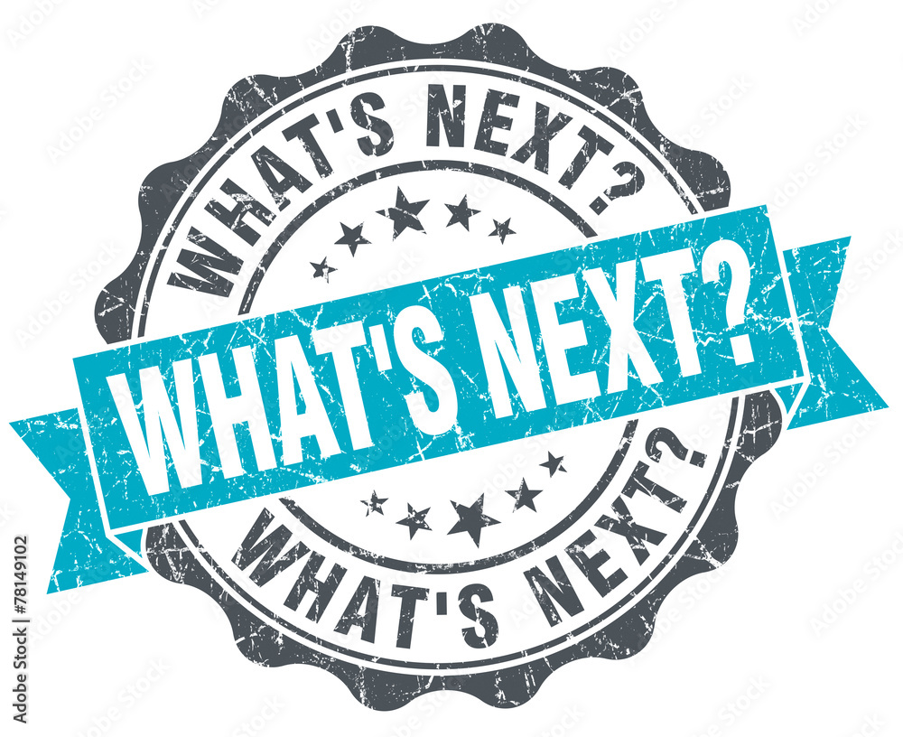 Obraz premium what's next vintage turquoise seal isolated on white