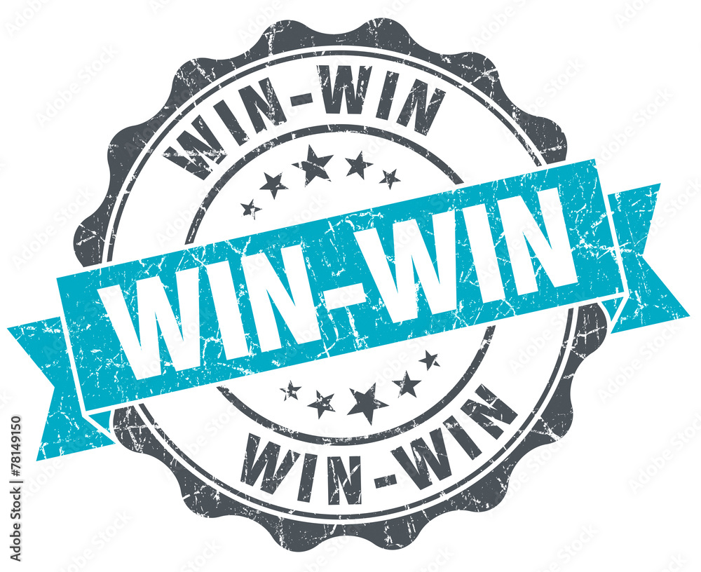 Fototapeta premium win-win vintage turquoise seal isolated on white