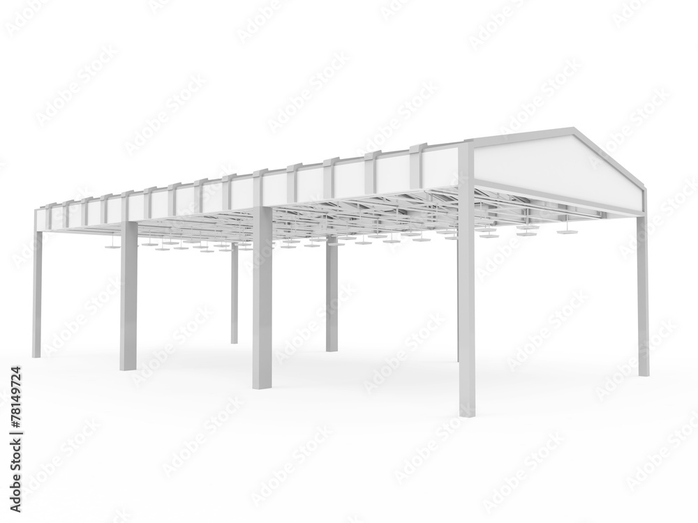 Opened Modern Storehouse isolated on white background Opened Modern Storehouse isolated on white background