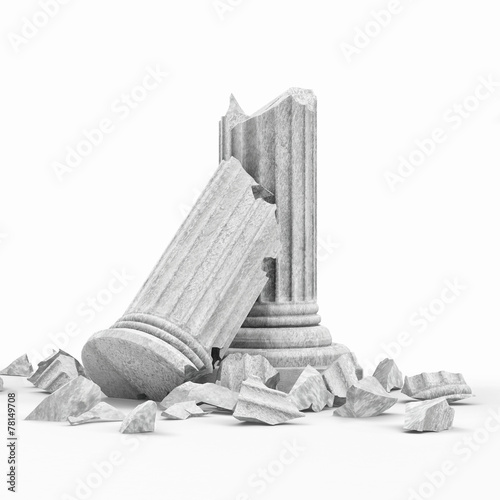 Broken Classic Ancient Column isolated on white background