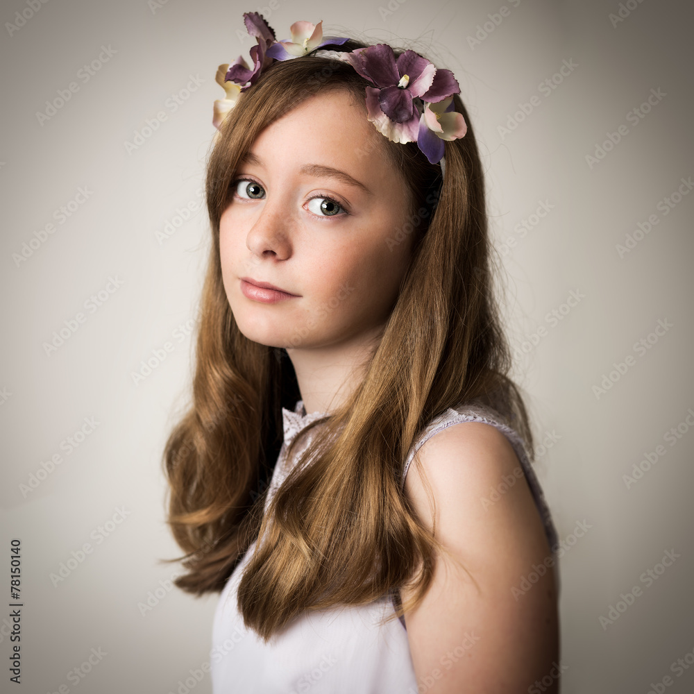 Ginger Teenage Girl With a Flower Tiara Ginger Teenage Girl With a Flower Tiara