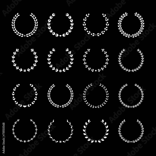 Set icons of laurel wreath and modern frames
