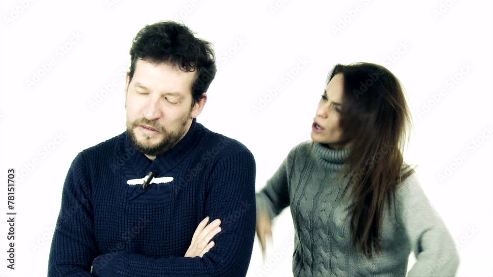 Woman yelling at boyfriend slow motion isolated Woman yelling at boyfriend slow motion isolated