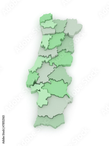 Three-dimensional map of Portugal.