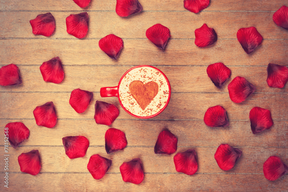 Cappuccino and petals