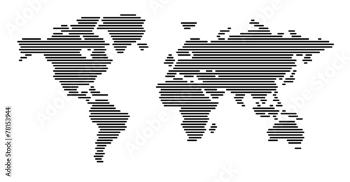 World map horizontal black lines EPS 10