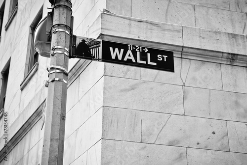 Photography Wall Street road sign in New York