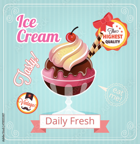 Ice cream vector banner illustration