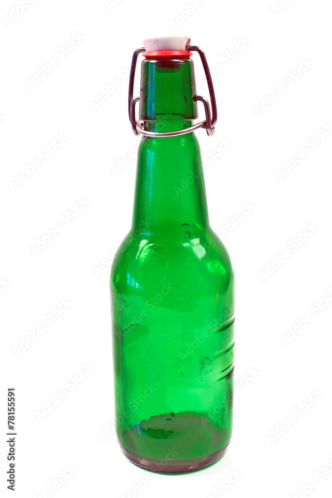Old brown bottle with swing top isolated on white Old brown bottle with swing top isolated on white