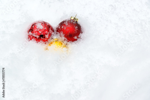 Snow Covered Christmas Ball Decorations