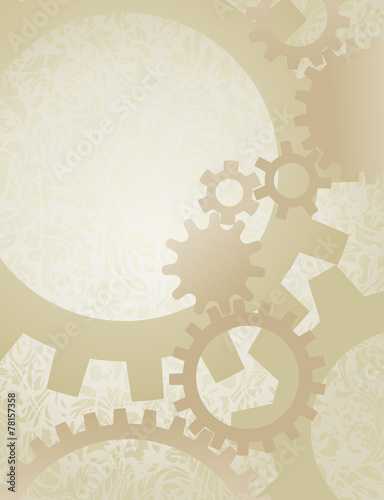 Steampunk Gears Background on Parchment. Background vector illustration of nicely faded gears on old paper.