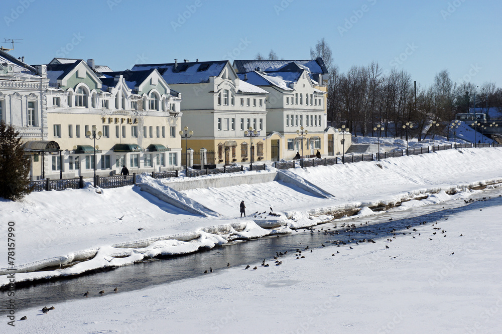 Winter quay on the Tvertsa river