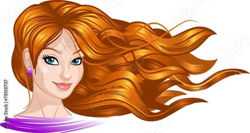 Beautiful girl with long hair. illustration