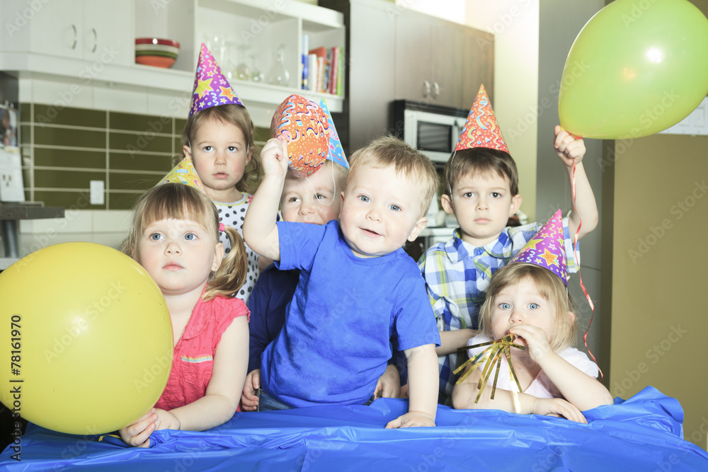 A Birthday Party only with the kids. - obrazy, fototapety, plakaty 