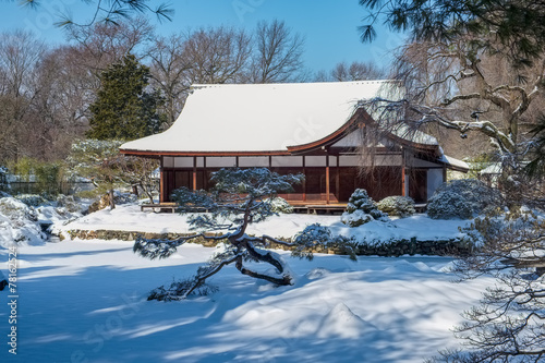 Shofuso Japanese Teahouse and Gardens in Winter weather photo