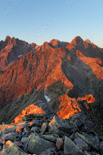 Mountain sunset from peak - Slovakia Tatras