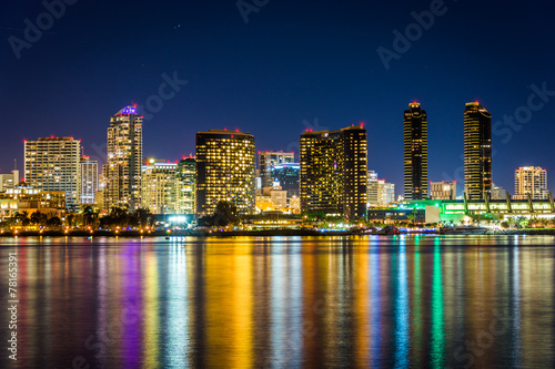 The San Diego skyline at night  seen from Centennial Park  in Co