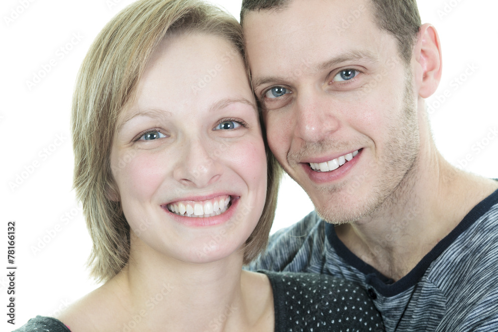 A 30 years old couple  in studio white