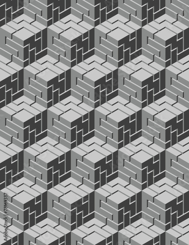 Grayscale geometric seamless pattern for wallpaper © black_mts