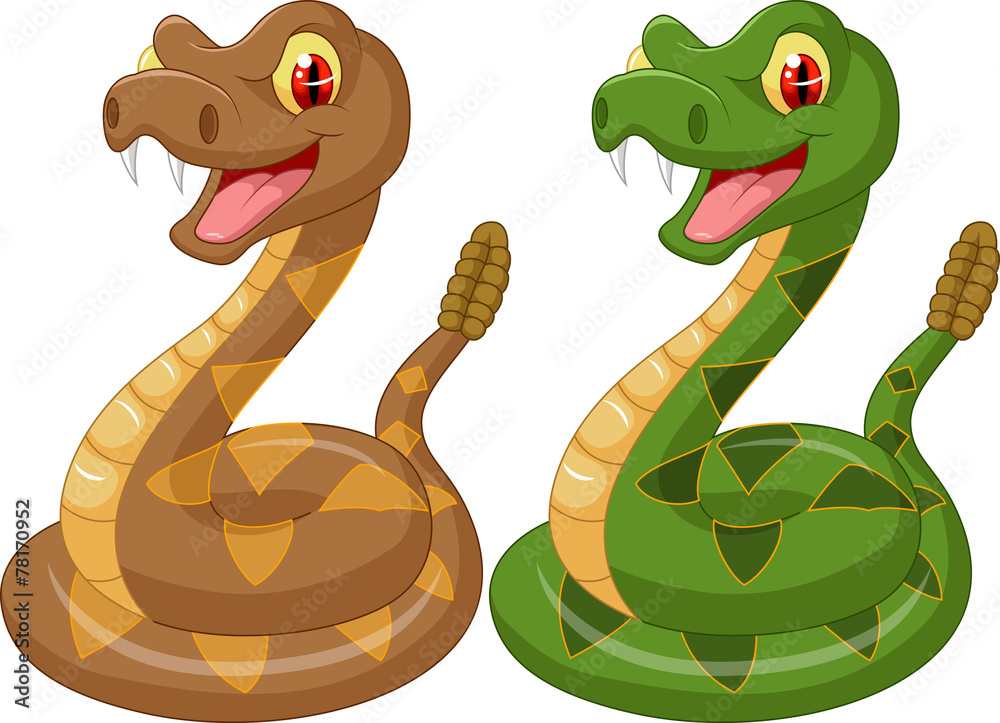 Naklejka premium Cartoon rattle snake