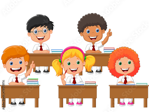 School children in classroom at lesson