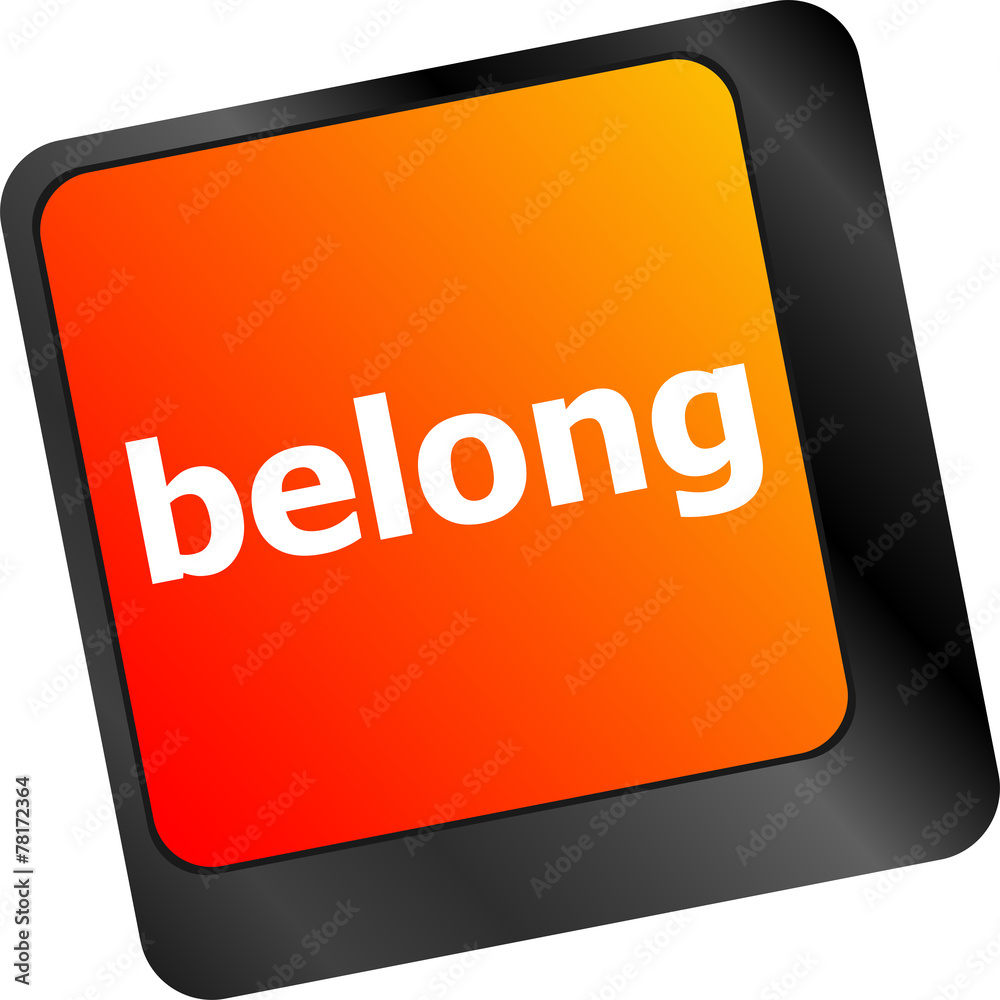 belong word on keyboard key, notebook computer button