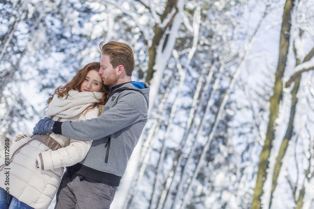 Young couple at winter