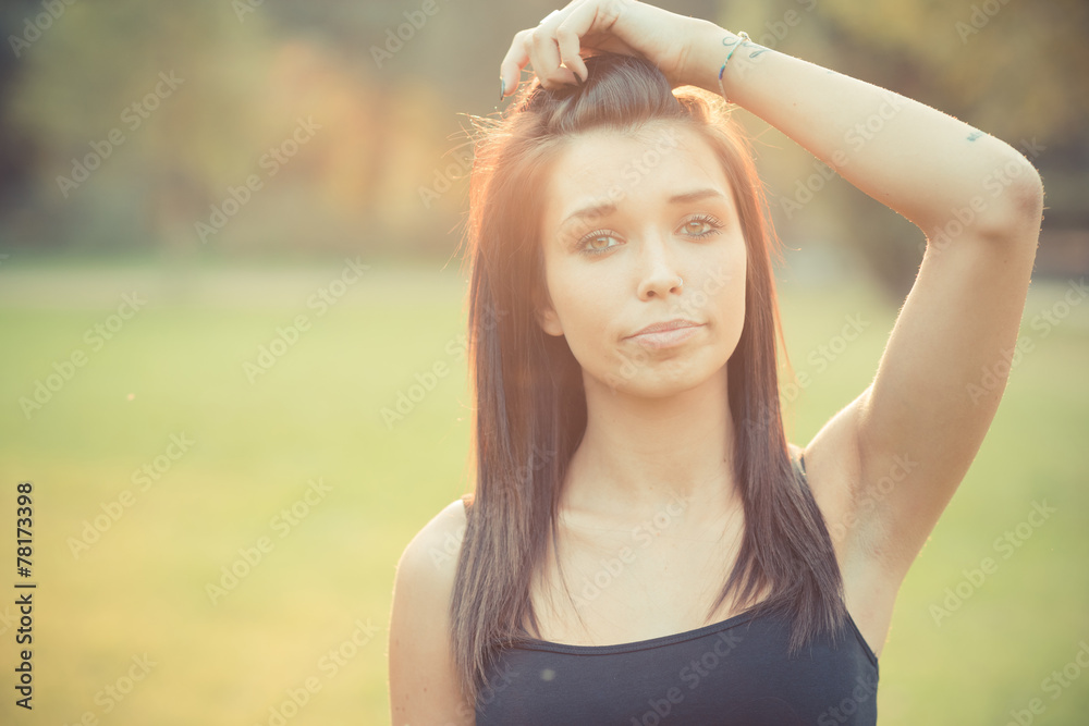 young beautiful brunette straight hair woman young beautiful brunette straight hair woman