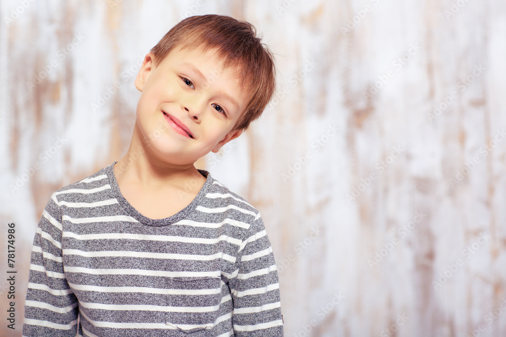 Portrait of a cute emotional little boy in bed Portrait of a cute emotional little boy in bed