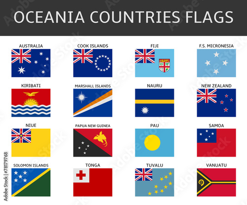 flag of oceania states vector set