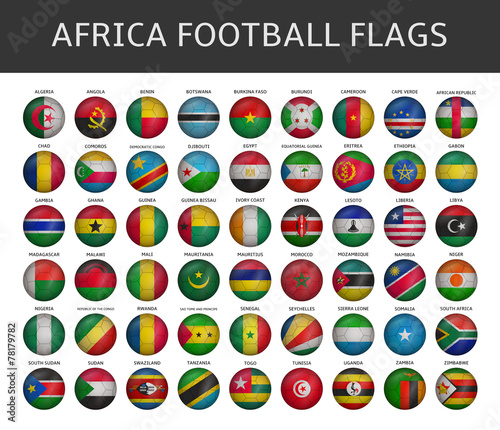 football flag of africa states vector set