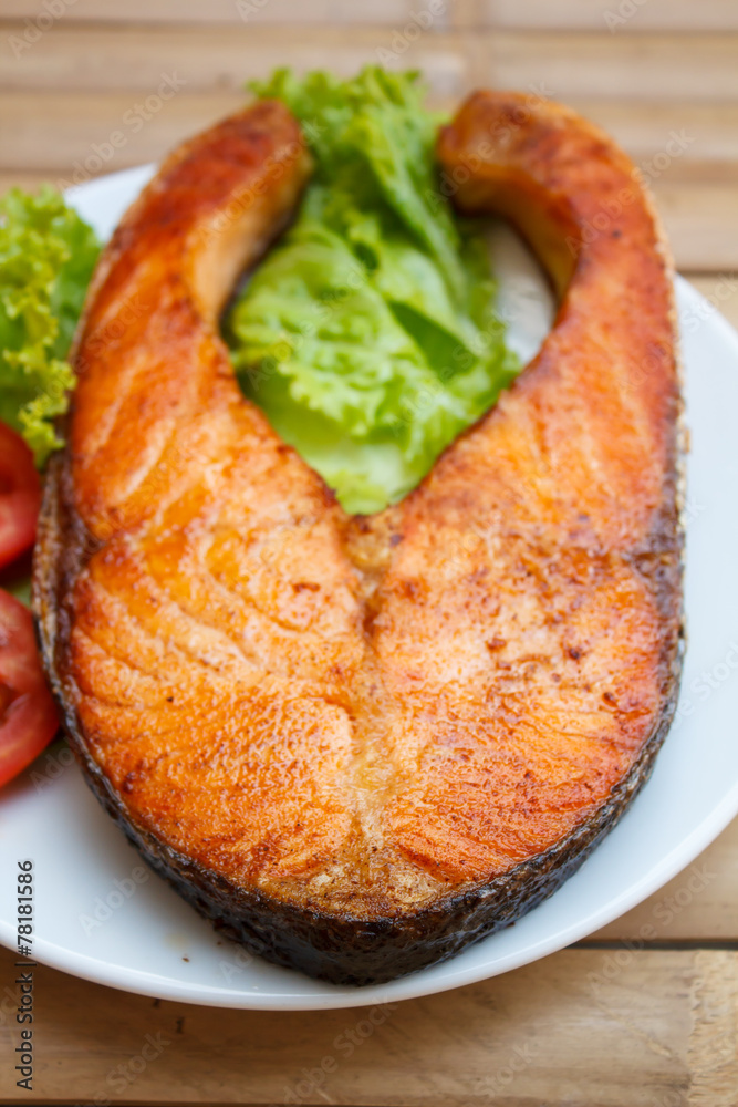 Salmon steak.