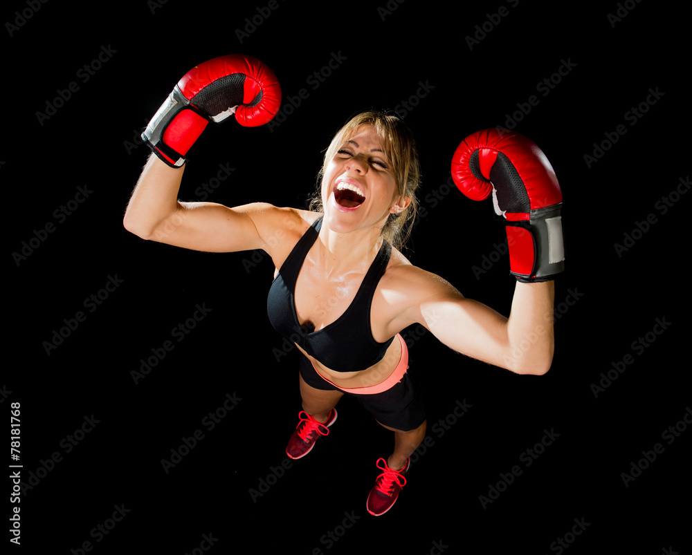 sexy boxing girl in victory sign with fit and healthy body sexy boxing girl in victory sign with fit and healthy body