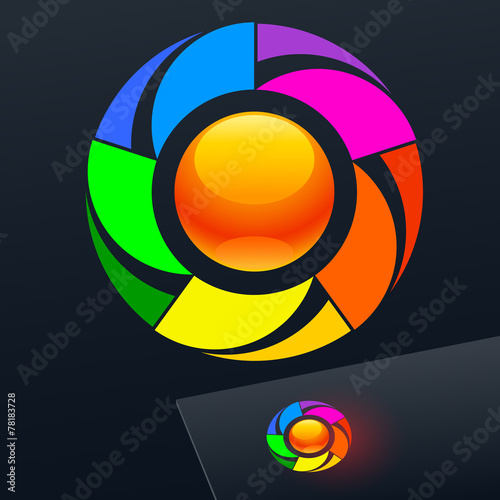 Vector colorful logo on dark Background.