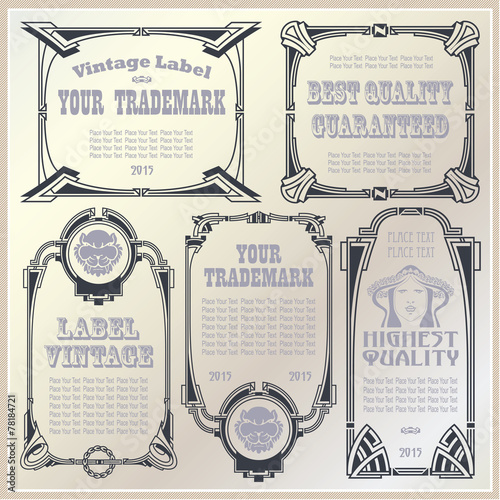 Vector vintage style labels and tags on different versions