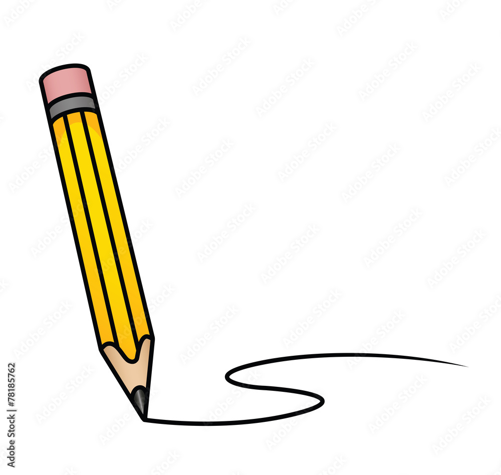 Cartoon Pencil Writing Stock Vector | Adobe Stock