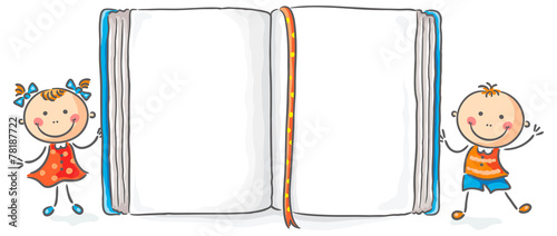 Kids with a big book